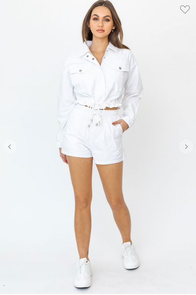 ELASTIC WAIST DRAWSTRING COTTON SHORTS