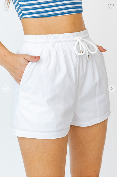 ELASTIC WAIST DRAWSTRING COTTON SHORTS