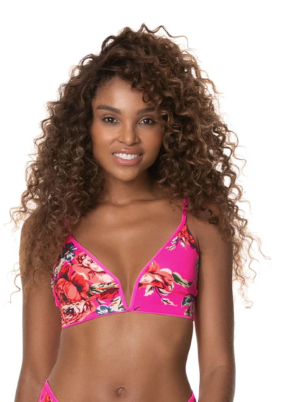 Maaji Fuchsia Agate Parade Long Line Triangle Bikini Top