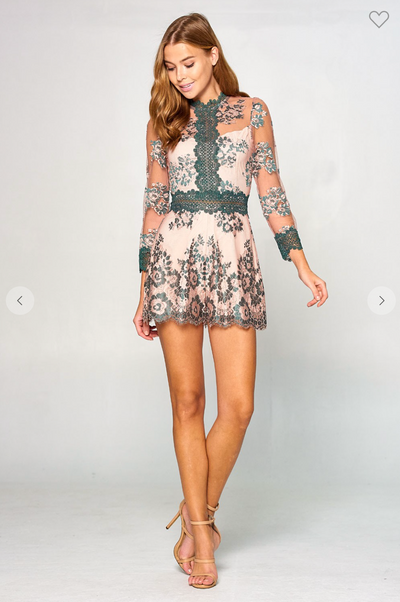 Alima Two-Tone Lace Romper