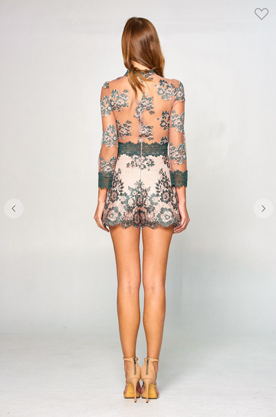 Alima Two-Tone Lace Romper