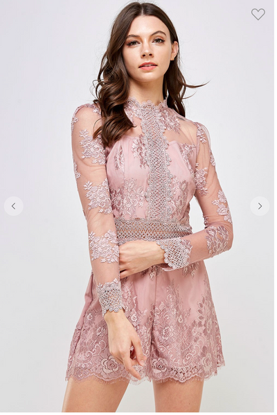 Alima Two-Tone Lace Romper