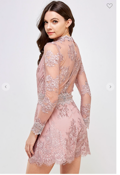 Alima Two-Tone Lace Romper