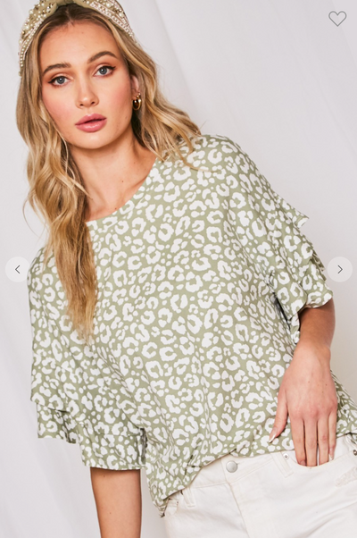 Pastel Animals Ruffle Top