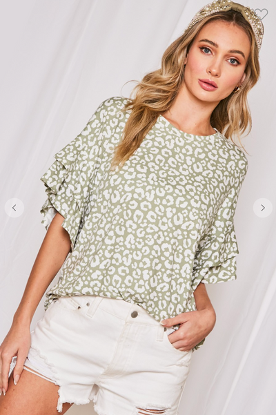 Pastel Animals Ruffle Top