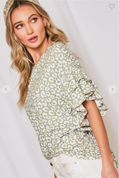 Pastel Animals Ruffle Top