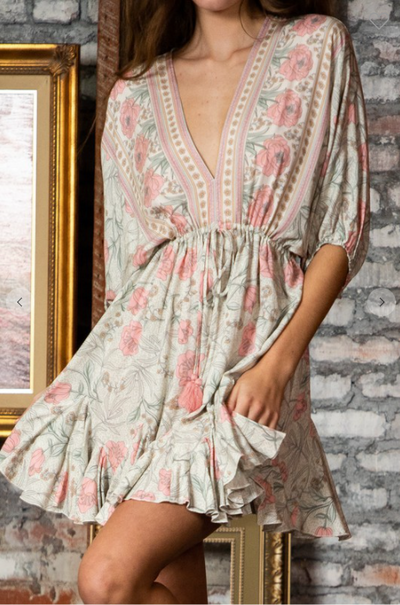 Pink Florals Mini Dress