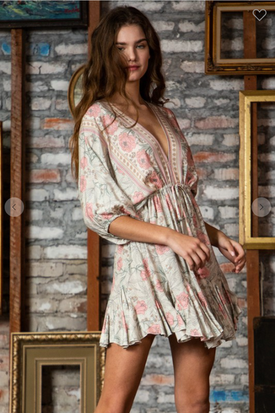 Pink Florals Mini Dress