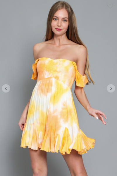 Yellow Tie Dye Mini Dress