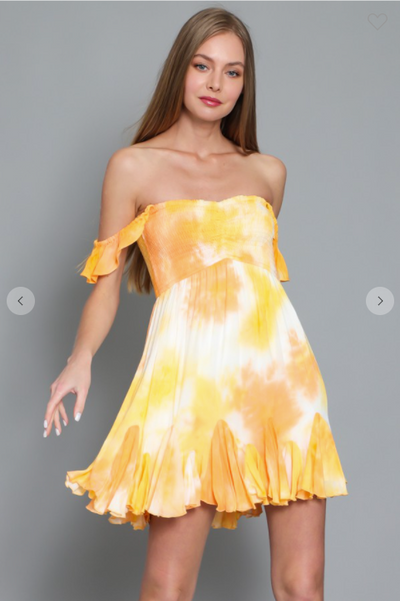 Yellow Tie Dye Mini Dress