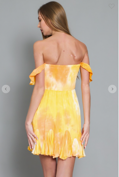 Yellow Tie Dye Mini Dress