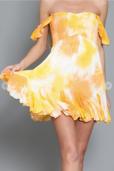 Yellow Tie Dye Mini Dress