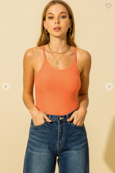 SOLID RIBBED CAMI BODYSUIT