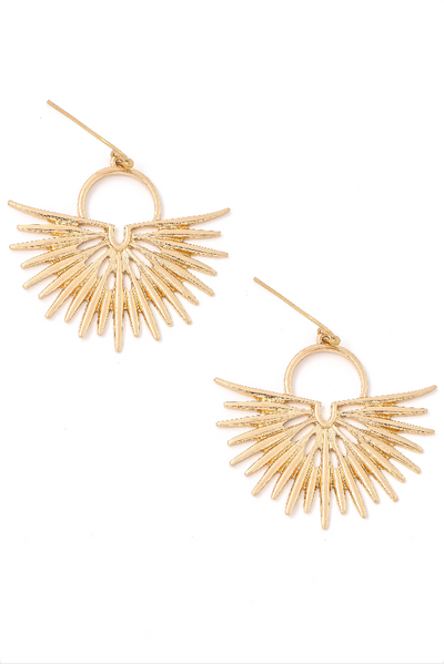 Semi Circle Sunburst Hoop Earrings