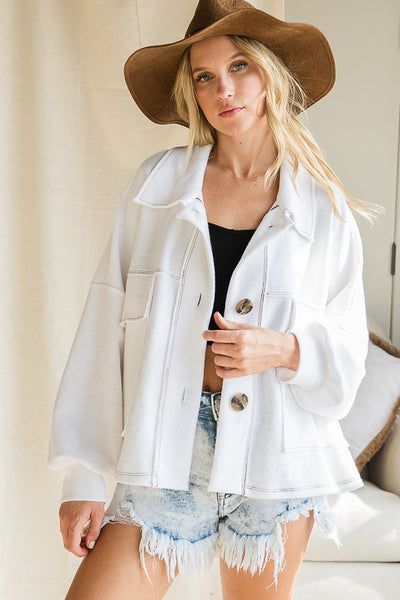 Solid Collared Shirts French Terry Top