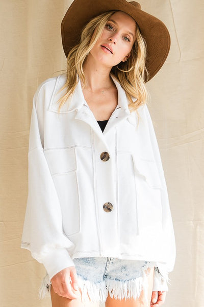 Solid Collared Shirts French Terry Top