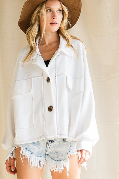 Solid Collared Shirts French Terry Top