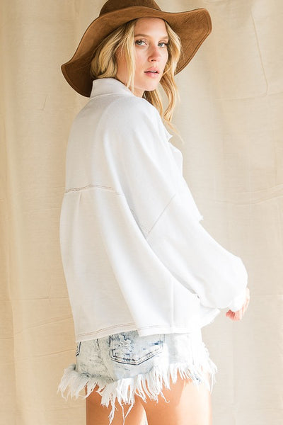 Solid Collared Shirts French Terry Top