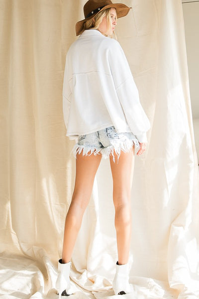 Solid Collared Shirts French Terry Top