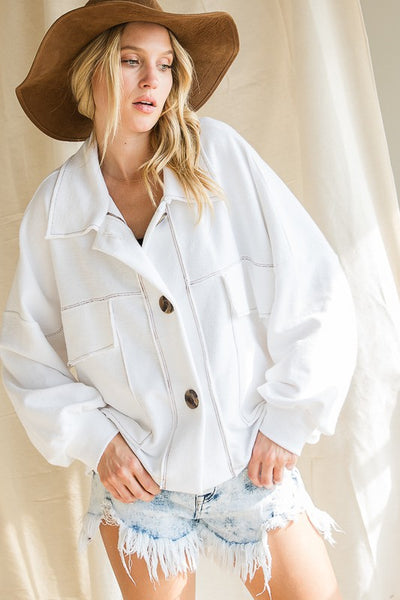 Solid Collared Shirts French Terry Top