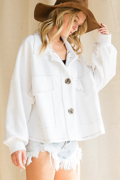 Solid Collared Shirts French Terry Top