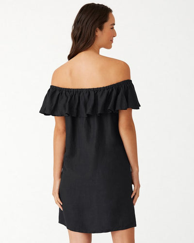 Linen-Blend Off-The-Shoulder Dress