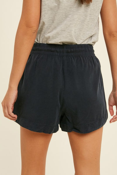 TENCEL DRAWSTRING MINI SHORTS WITH POCKETS
