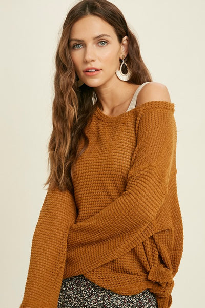 WAFFLE DETAILS KNIT TOP