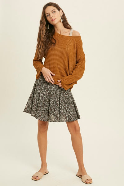 WAFFLE DETAILS KNIT TOP