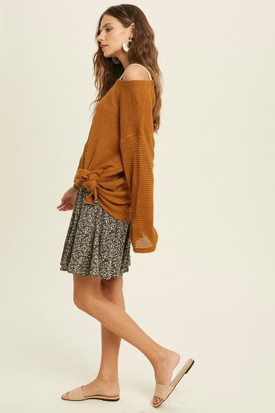 WAFFLE DETAILS KNIT TOP