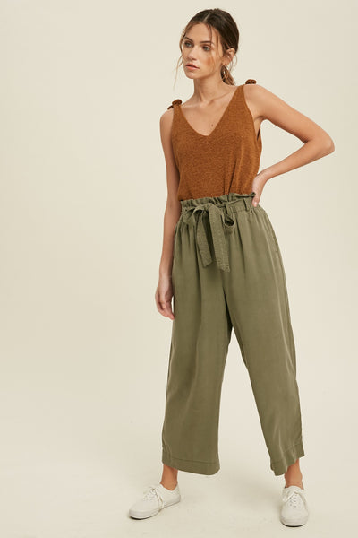 SHOULDER TIE SWEATER SLEEVELESS TOP