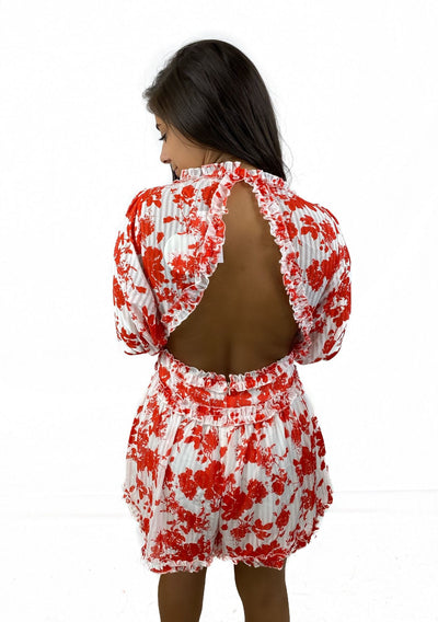 Faded Roses Trim Romper