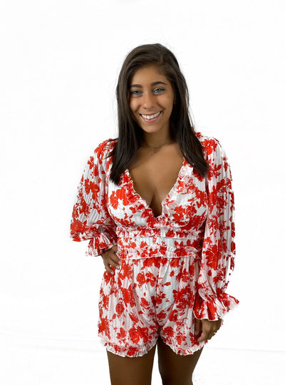 Faded Roses Trim Romper