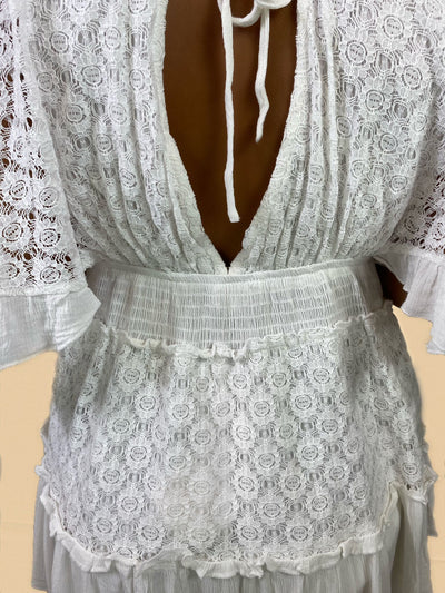 Sweet Lace Bell Sleeve Romper