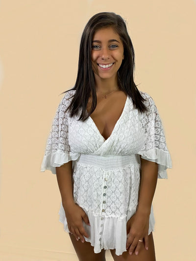 Sweet Lace Bell Sleeve Romper