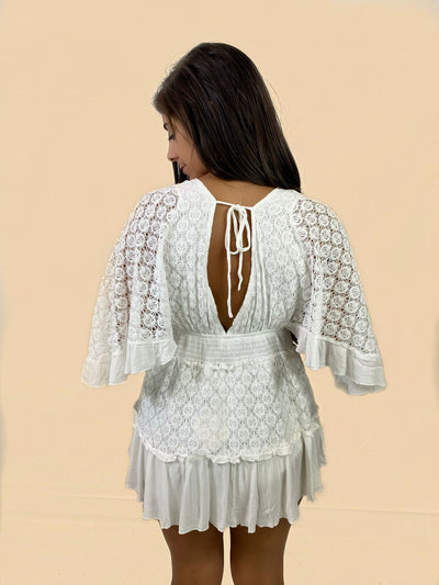 Sweet Lace Bell Sleeve Romper