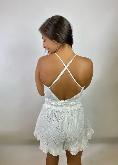 EYELET CROCHET ROMPER