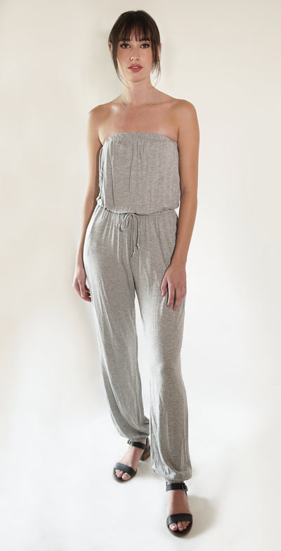 SOLID STRAPLESS JUMPSUIT