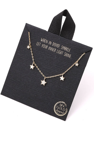 Gold Dipped Star Charm Station Necklace