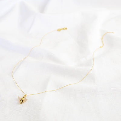 Enamel Tiny Bee Necklace