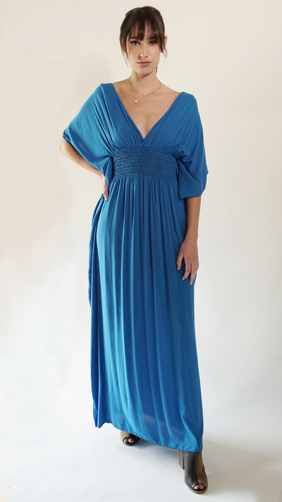 Deep V Open Back Maxi Dress