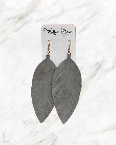 Genuine Leather Leaf Earrings