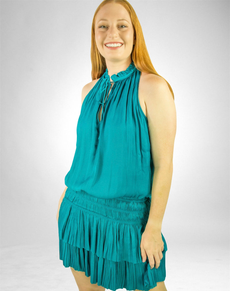 Sleeveless Pleated Mini Dress