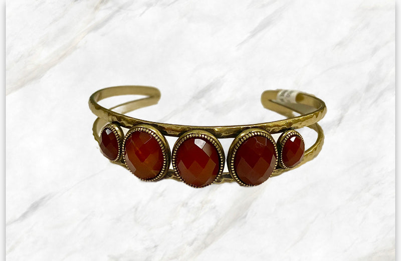 Gem Hammered Cuff Bracelet