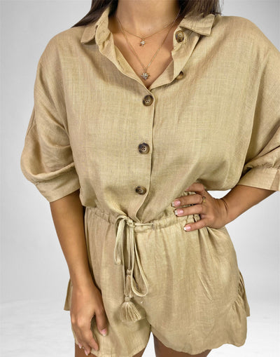 DOLMAN SLEEVE TIE WAIST ROMPER