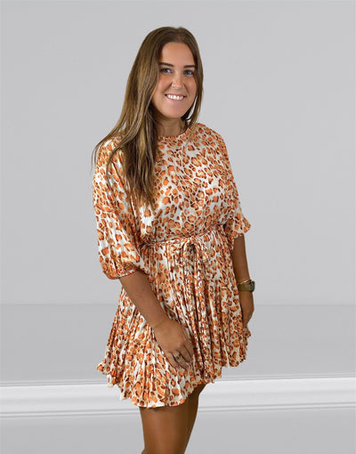 Orange Ruffled Mini Dress