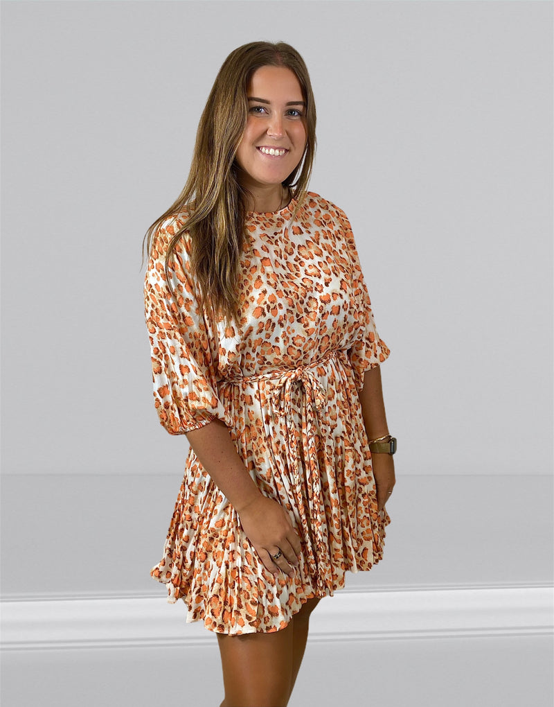 Orange Ruffled Mini Dress