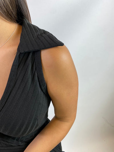 SLEEVELESS WRAP DRESS W/ SIDE TIE