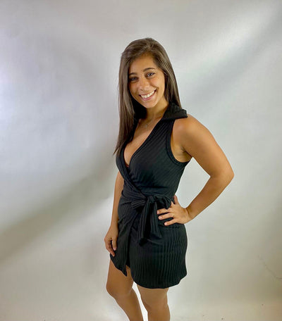 SLEEVELESS WRAP DRESS W/ SIDE TIE