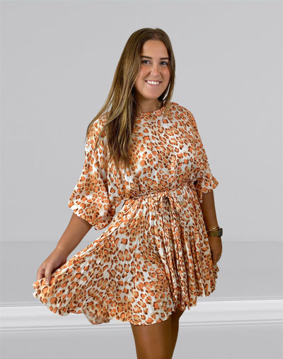 Orange Ruffled Mini Dress